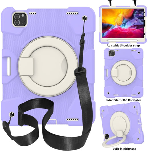 For iPad Pro 11 2020/Pro 11 2018/Air 2020/Air 2022 Silicone + PC Full Body Protection Tablet Case With Holder & Strap(Purple) - iPad Air (2022) / (2020) 10.9 Cases by buy2fix | Online Shopping UK | buy2fix
