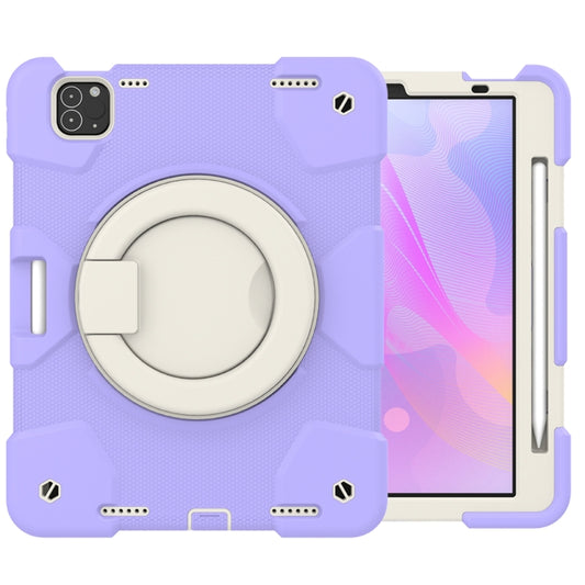 For iPad Pro 11 2020/Pro 11 2018/Air 2020/Air 2022 Silicone + PC Full Body Protection Tablet Case With Holder & Strap(Purple) - iPad Air (2022) / (2020) 10.9 Cases by buy2fix | Online Shopping UK | buy2fix