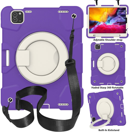 For iPad Pro 11 2020/Pro 11 2018/Air 2020/Air 2022 Silicone + PC Full Body Protection Tablet Case With Holder & Strap(Dark Purple) - iPad Air (2022) / (2020) 10.9 Cases by buy2fix | Online Shopping UK | buy2fix