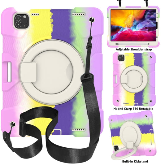 For iPad Pro 11 2020/Pro 11 2018/Air 2020/Air 2022 Silicone + PC Full Body Protection Tablet Case With Holder & Strap(Colorful Purple) - iPad Air (2022) / (2020) 10.9 Cases by buy2fix | Online Shopping UK | buy2fix