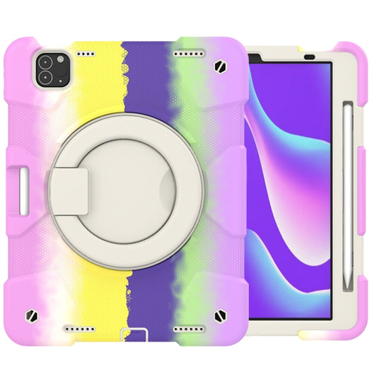 For iPad Pro 11 2020/Pro 11 2018/Air 2020/Air 2022 Silicone + PC Full Body Protection Tablet Case With Holder & Strap(Colorful Purple) - iPad Air (2022) / (2020) 10.9 Cases by buy2fix | Online Shopping UK | buy2fix