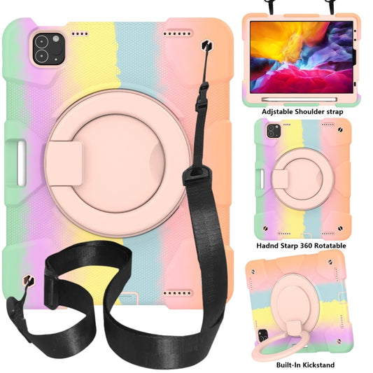 For iPad Pro 11 2020/Pro 11 2018/Air 2020/Air 2022 Silicone + PC Full Body Protection Tablet Case With Holder & Strap(Colorful Rose Gold) - iPad Air (2022) / (2020) 10.9 Cases by buy2fix | Online Shopping UK | buy2fix