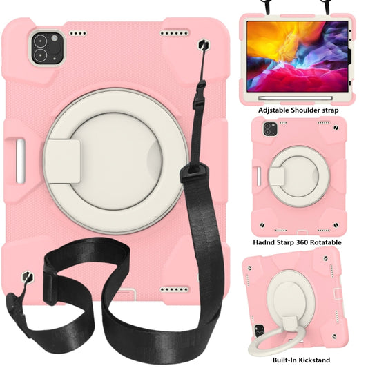 For iPad Pro 11 2020/Pro 11 2018/Air 2020/Air 2022 Silicone + PC Full Body Protection Tablet Case With Holder & Strap(Pink) - iPad Air (2022) / (2020) 10.9 Cases by buy2fix | Online Shopping UK | buy2fix