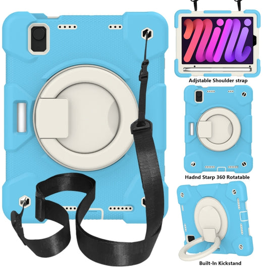 For iPad mini 2021 Silicone + PC Full Body Protection Tablet Case With Holder & Strap(Sky Blue) - iPad mini 6 Cases by buy2fix | Online Shopping UK | buy2fix