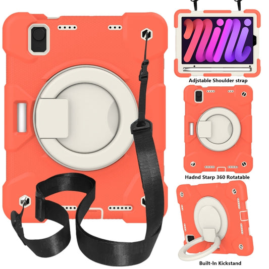 For iPad mini 2021 Silicone + PC Full Body Protection Tablet Case With Holder & Strap(Orange) - iPad mini 6 Cases by buy2fix | Online Shopping UK | buy2fix