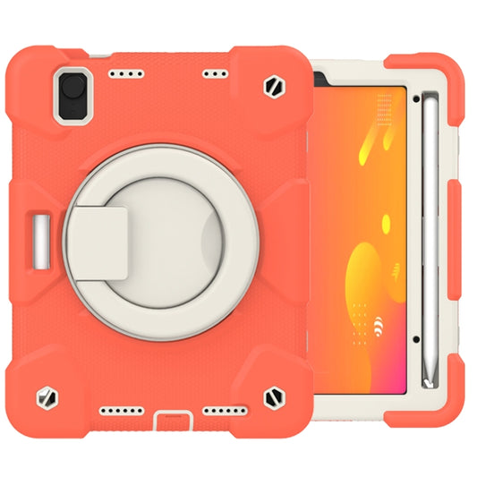 For iPad mini 2021 Silicone + PC Full Body Protection Tablet Case With Holder & Strap(Orange) - iPad mini 6 Cases by buy2fix | Online Shopping UK | buy2fix