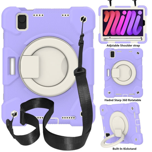 For iPad mini 2021 Silicone + PC Full Body Protection Tablet Case With Holder & Strap(Purple) - iPad mini 6 Cases by buy2fix | Online Shopping UK | buy2fix