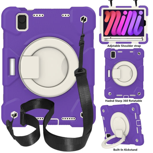 For iPad mini 2021 Silicone + PC Full Body Protection Tablet Case With Holder & Strap(Dark Purple) - iPad mini 6 Cases by buy2fix | Online Shopping UK | buy2fix