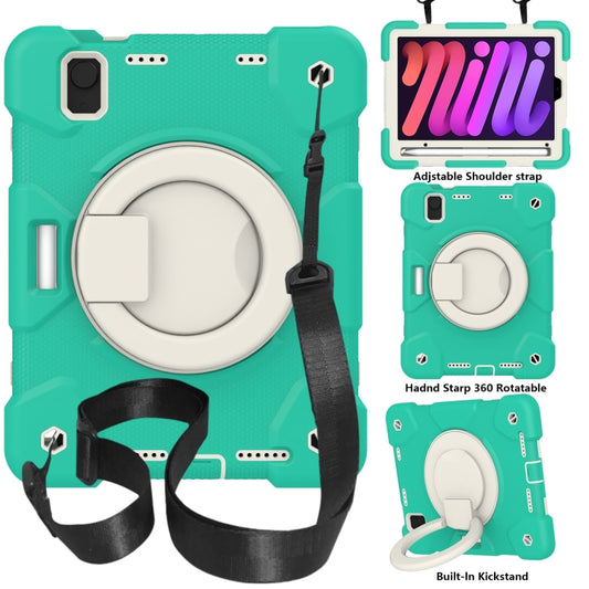 For iPad mini 2021 Silicone + PC Full Body Protection Tablet Case With Holder & Strap(Mint Green) - iPad mini 6 Cases by buy2fix | Online Shopping UK | buy2fix