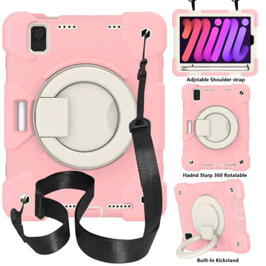For iPad mini 2021 Silicone + PC Full Body Protection Tablet Case With Holder & Strap(Pink) - iPad mini 6 Cases by buy2fix | Online Shopping UK | buy2fix