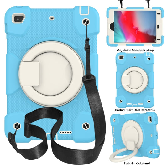 For iPad mini 4 2015/mini 2019 Silicone + PC Full Body Protection Tablet Case With Holder & Strap(Sky Blue) - iPad mini (2019) / mini 5 Cases by buy2fix | Online Shopping UK | buy2fix