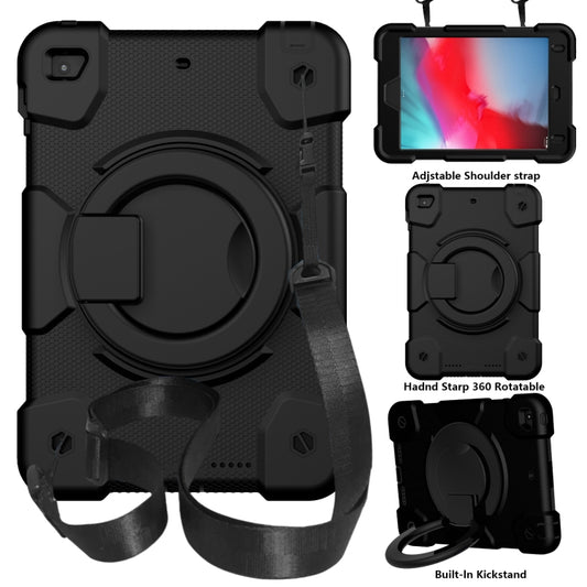 For iPad mini 4 2015/mini 2019 Silicone + PC Full Body Protection Tablet Case With Holder & Strap(Black) - iPad mini (2019) / mini 5 Cases by buy2fix | Online Shopping UK | buy2fix