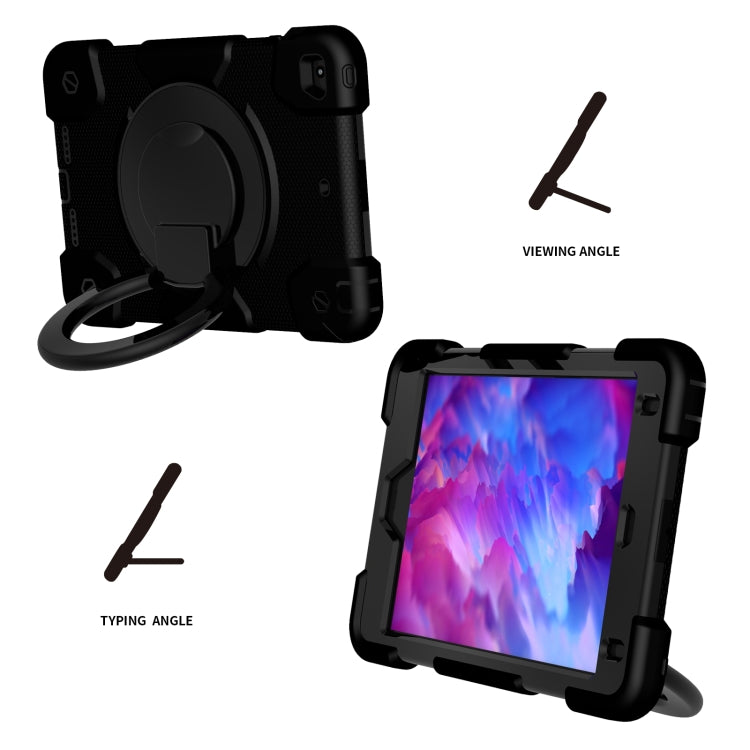 For iPad mini 4 2015/mini 2019 Silicone + PC Full Body Protection Tablet Case With Holder & Strap(Black) - iPad mini (2019) / mini 5 Cases by buy2fix | Online Shopping UK | buy2fix