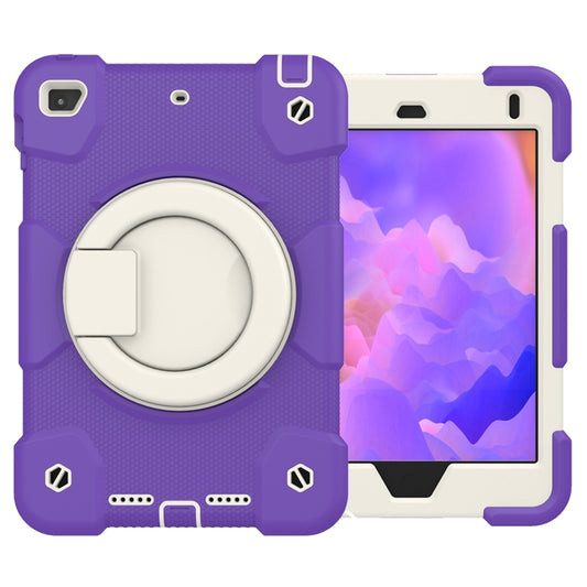 For iPad mini 4 2015/mini 2019 Silicone + PC Full Body Protection Tablet Case With Holder & Strap(Dark Purple) - iPad mini (2019) / mini 5 Cases by buy2fix | Online Shopping UK | buy2fix