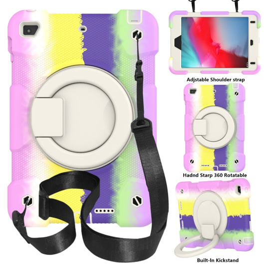 For iPad mini 4 2015/mini 2019 Silicone + PC Full Body Protection Tablet Case With Holder & Strap(Colorful Purple) - iPad mini (2019) / mini 5 Cases by buy2fix | Online Shopping UK | buy2fix