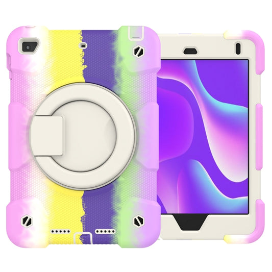 For iPad mini 4 2015/mini 2019 Silicone + PC Full Body Protection Tablet Case With Holder & Strap(Colorful Purple) - iPad mini (2019) / mini 5 Cases by buy2fix | Online Shopping UK | buy2fix