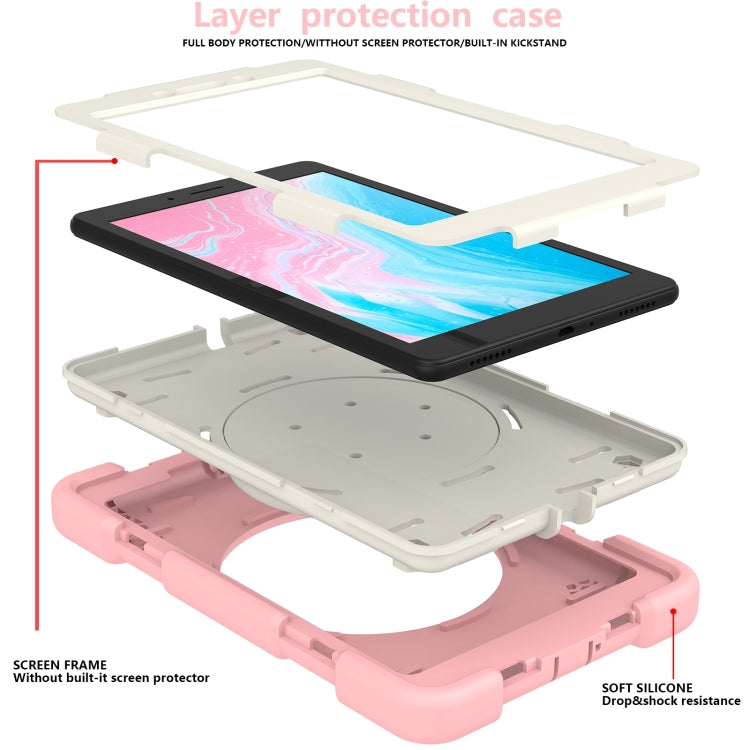 For Samsung Galaxy Tab A 8.0 2019 Silicone + PC Full Body Protection Tablet Case With Holder & Strap(Pink) - Other Galaxy Tab PC by buy2fix | Online Shopping UK | buy2fix