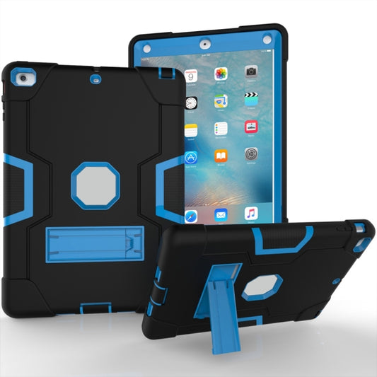 For iPad 4 / 3 / 2 Silicone + PC Protective Case with Stand(Black + Blue) - iPad 4 & 3 & 2 Cases by buy2fix | Online Shopping UK | buy2fix