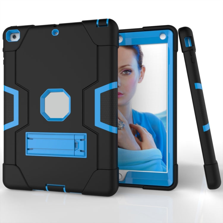 For iPad 4 / 3 / 2 Silicone + PC Protective Case with Stand(Black + Blue) - iPad 4 & 3 & 2 Cases by buy2fix | Online Shopping UK | buy2fix