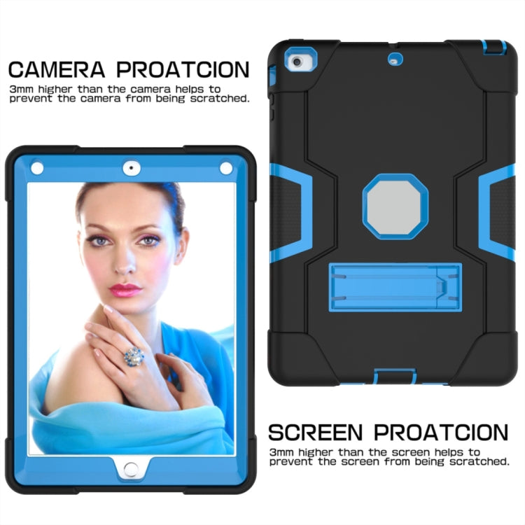 For iPad 4 / 3 / 2 Silicone + PC Protective Case with Stand(Black + Blue) - iPad 4 & 3 & 2 Cases by buy2fix | Online Shopping UK | buy2fix