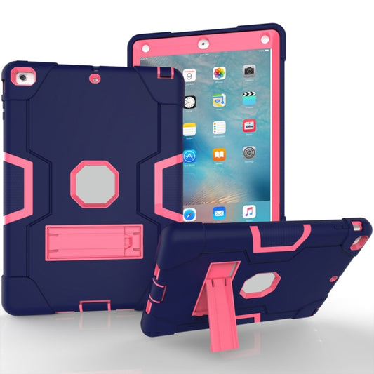 For iPad 4 / 3 / 2 Silicone + PC Protective Case with Stand(Blue + Pink) - iPad 4 & 3 & 2 Cases by buy2fix | Online Shopping UK | buy2fix