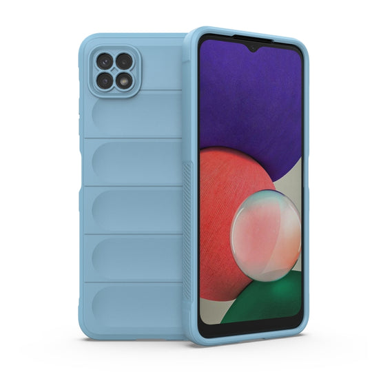 For Samsung Galaxy A22 5G Magic Shield TPU + Flannel Phone Case(Light Blue)