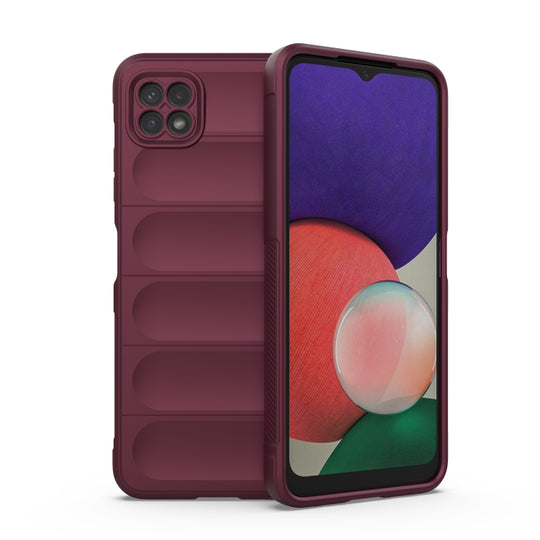 For Samsung Galaxy A22 5G Magic Shield TPU + Flannel Phone Case(Wine Red)