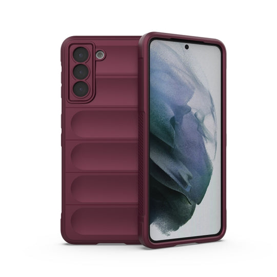 For Samsung Galaxy S21 5G Magic Shield TPU + Flannel Phone Case(Wine Red)
