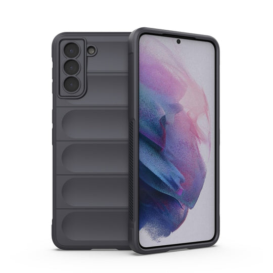 For Samsung Galaxy S21+ 5G Magic Shield TPU + Flannel Phone Case(Dark Grey)