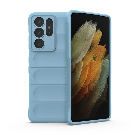 For Samsung Galaxy S21 Ultra  5G Magic Shield TPU + Flannel Phone Case(Light Blue)