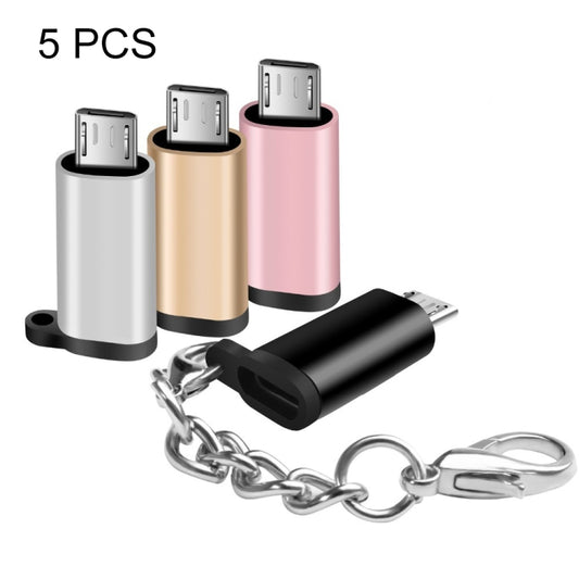 5 PCS USB-C / Type-C Female to Micro USB Male Connector Adapter Random Color Delivery(Silver) - OTG Adapter by buy2fix | Online Shopping UK | buy2fix