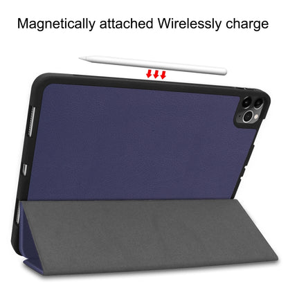For iPad Pro 11 inch 2020 Custer Pattern TPU Smart Tablet Holster with Sleep Function & Tri-Fold Bracket & Pen Slot(Blue) - iPad Pro 11 (2020) Cases by buy2fix | Online Shopping UK | buy2fix
