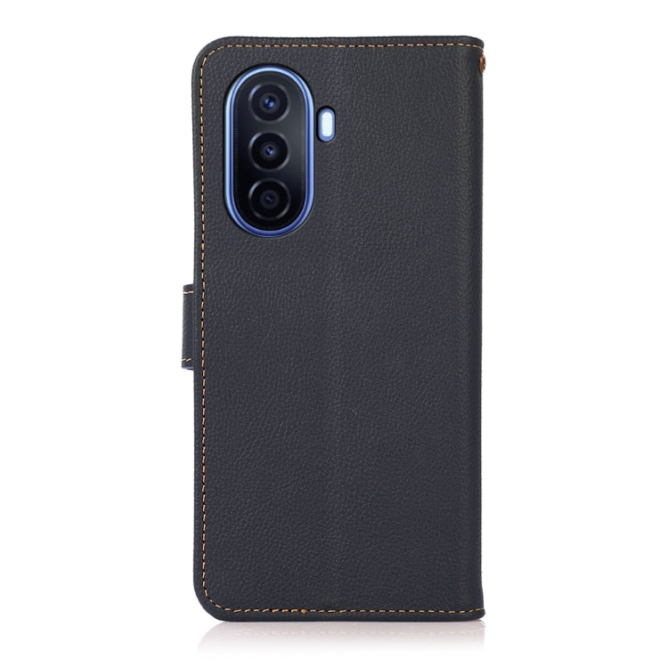 For Huawei nova Y70 Plus KHAZNEH Custer Genuine Leather RFID Phone Case(Blue) - Huawei Cases by buy2fix | Online Shopping UK | buy2fix