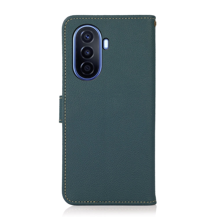 For Huawei nova Y70 Plus KHAZNEH Custer Genuine Leather RFID Phone Case(Green) - Huawei Cases by buy2fix | Online Shopping UK | buy2fix