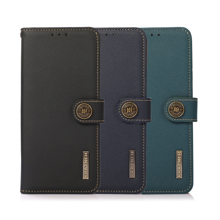 For Huawei nova Y70 Plus KHAZNEH Custer Genuine Leather RFID Phone Case(Blue) - Huawei Cases by buy2fix | Online Shopping UK | buy2fix