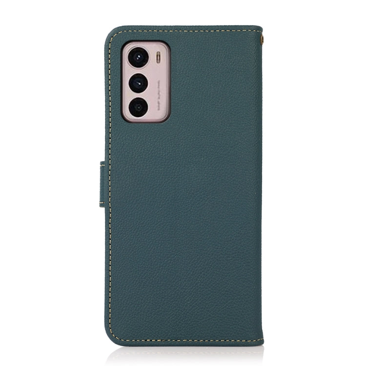 For Motorola Moto G42 KHAZNEH Custer Genuine Leather RFID Phone Case(Green) - Motorola Cases by buy2fix | Online Shopping UK | buy2fix