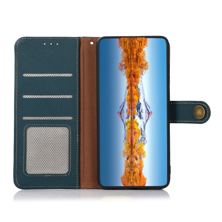 For Motorola Moto G42 KHAZNEH Custer Genuine Leather RFID Phone Case(Green) - Motorola Cases by buy2fix | Online Shopping UK | buy2fix
