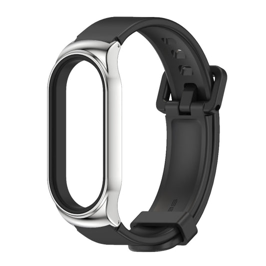 For Xiaomi Mi Band 7 / 7 NFC MIJOBS CS Metal Case + Silicone Watch Band(Black Silver) - Watch Bands by MIJOBS | Online Shopping UK | buy2fix
