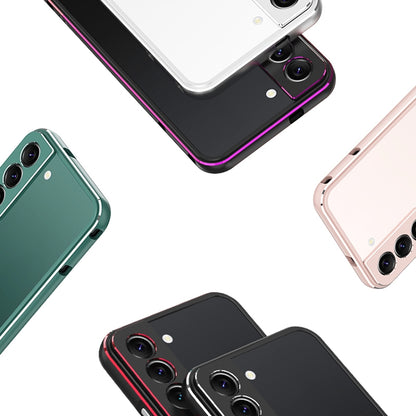 For Samsung Galaxy S22 5G Aurora Series Lens Protector + Metal Frame Protective Phone Case(Gold Silver) - Galaxy S22 5G Cases by buy2fix | Online Shopping UK | buy2fix