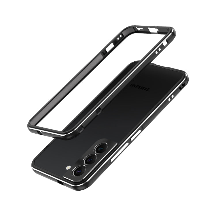 For Samsung Galaxy S22+ 5G Aurora Series Lens Protector + Metal Frame Protective Phone Case(Black Silver) - Galaxy S22+ 5G Cases by buy2fix | Online Shopping UK | buy2fix