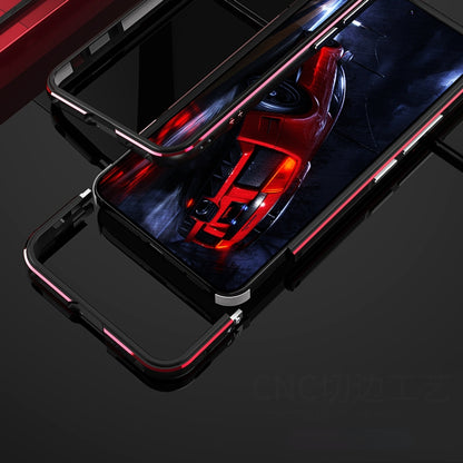 For Samsung Galaxy S22+ 5G Aurora Series Lens Protector + Metal Frame Protective Phone Case(Black Red) - Galaxy S22+ 5G Cases by buy2fix | Online Shopping UK | buy2fix