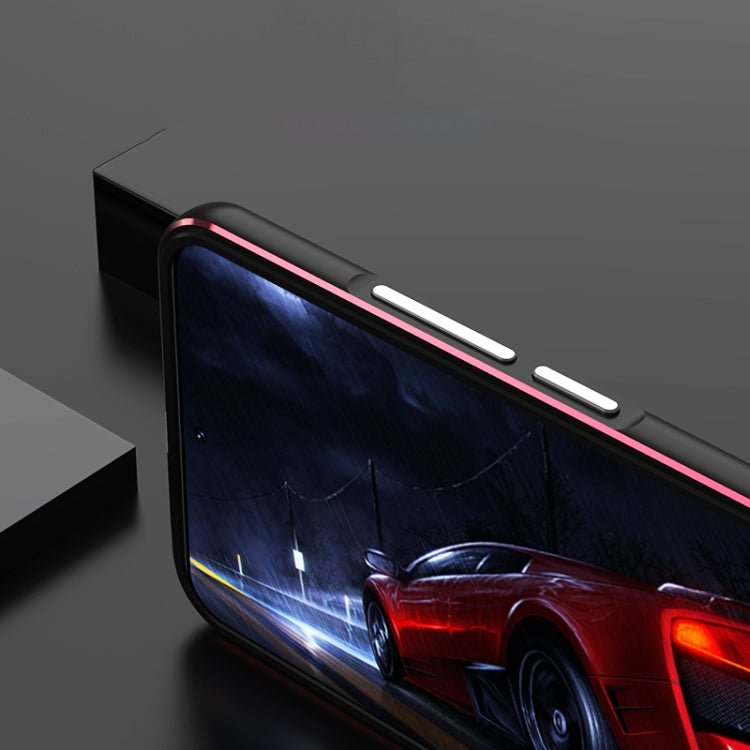 For Samsung Galaxy S22+ 5G Aurora Series Lens Protector + Metal Frame Protective Phone Case(Black Red) - Galaxy S22+ 5G Cases by buy2fix | Online Shopping UK | buy2fix