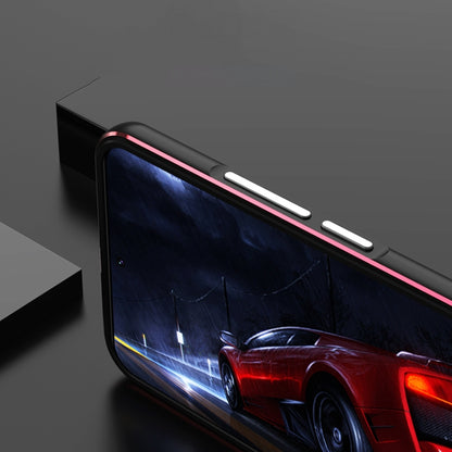 For Samsung Galaxy S22+ 5G Aurora Series Lens Protector + Metal Frame Protective Phone Case(Black Red) - Galaxy S22+ 5G Cases by buy2fix | Online Shopping UK | buy2fix