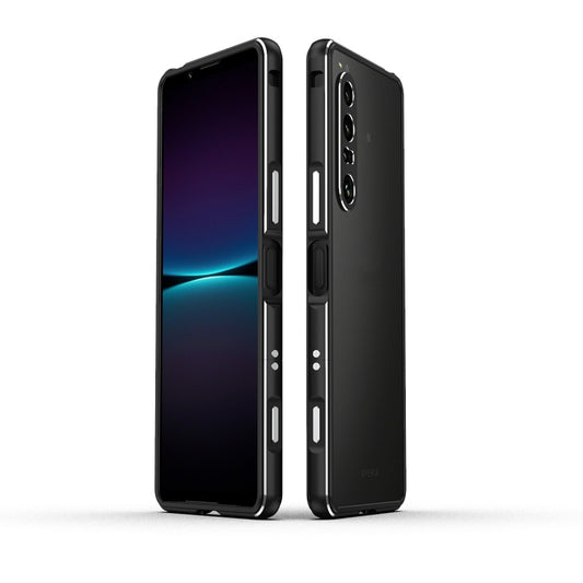 For Sony Xperia 1 IV Aurora Series Lens Protector + Metal Frame Protective Phone Case(Black Silver) - Sony Cases by buy2fix | Online Shopping UK | buy2fix