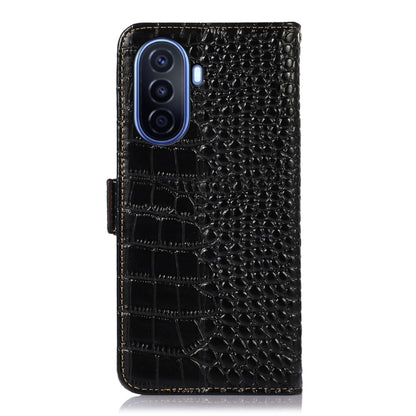 For Huawei Enjoy 50 CN / nova Y70 Plus / Y70 4G CN Crocodile Top Layer Cowhide Leather Phone Case(Black) - Huawei Cases by buy2fix | Online Shopping UK | buy2fix
