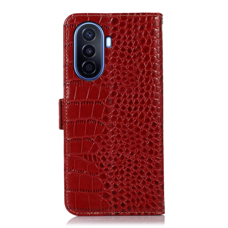 For Huawei Enjoy 50 CN / nova Y70 Plus / Y70 4G CN Crocodile Top Layer Cowhide Leather Phone Case(Red) - Huawei Cases by buy2fix | Online Shopping UK | buy2fix