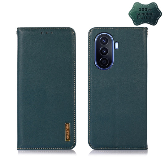 For Huawei Enjoy 50 CN / nova Y70 Plus / Y70 4G CN KHAZNEH Nappa Top Layer Cowhide Leather Phone Case(Green) - Huawei Cases by buy2fix | Online Shopping UK | buy2fix