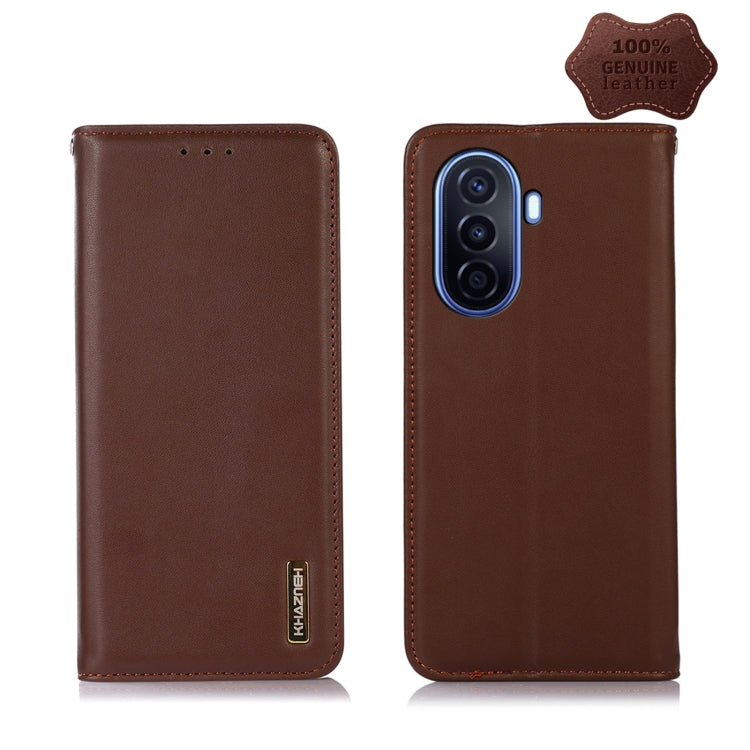 For Huawei Enjoy 50 CN / nova Y70 Plus / Y70 4G CN KHAZNEH Nappa Top Layer Cowhide Leather Phone Case(Brown) - Huawei Cases by buy2fix | Online Shopping UK | buy2fix