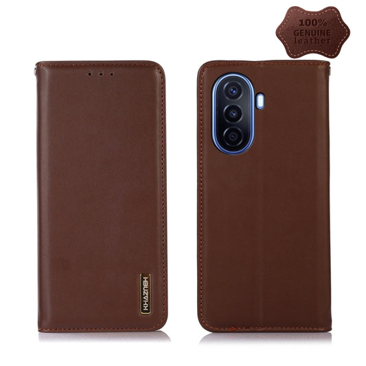 For Huawei Enjoy 50 CN / nova Y70 Plus / Y70 4G CN KHAZNEH Nappa Top Layer Cowhide Leather Phone Case(Brown) - Huawei Cases by buy2fix | Online Shopping UK | buy2fix