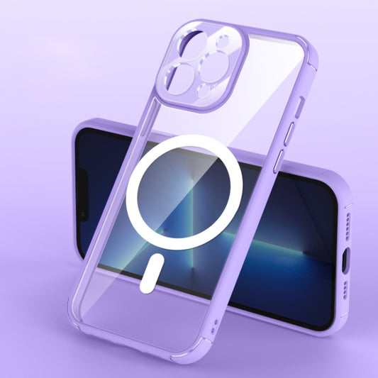 For iPhone 13 Pro Soft Shield MagSafe Magnetic Acrylic Transparent PC Phone Case (Light Purple) - iPhone 13 Pro Cases by buy2fix | Online Shopping UK | buy2fix